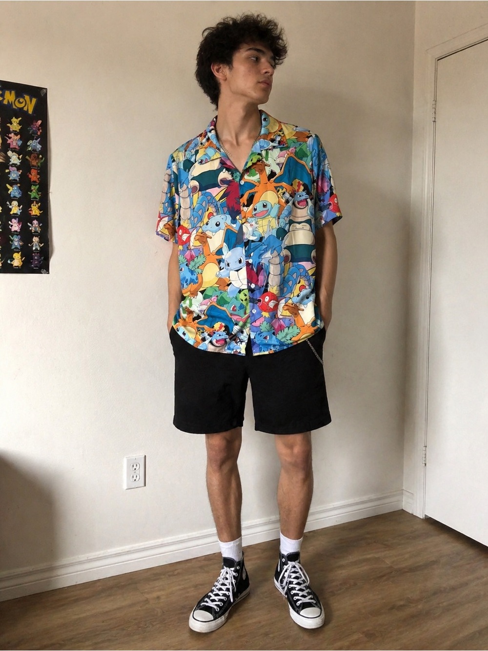 Pokémon All Over Print Button Up Shirt Anime Streetwear Y2K Medium
